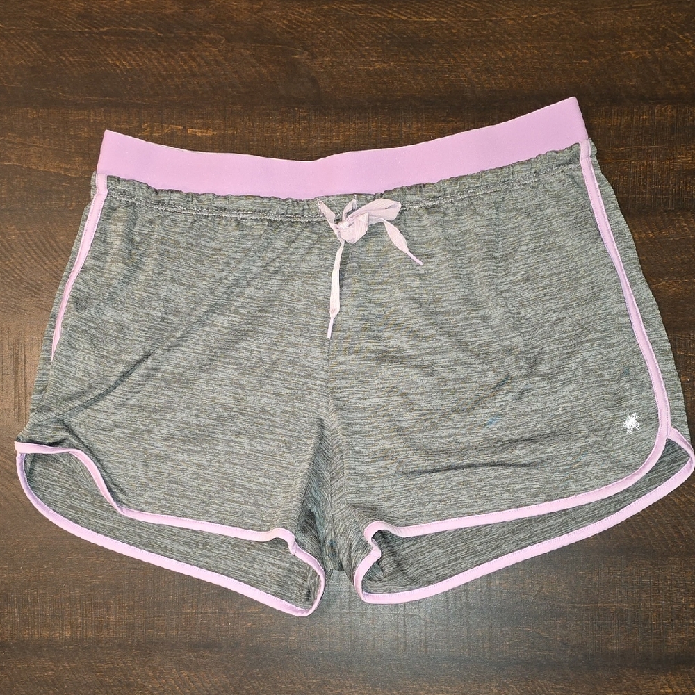 Tek Gear Women's Gray Athletic Shorts with Lavender Trim